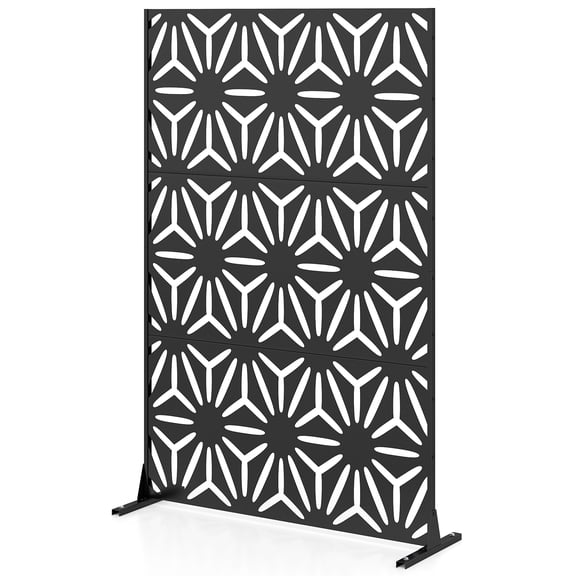 Gymax Privacy Screen72''H x 48''W Freestanding Fence Panel w/Stand & Expansion Bolts
