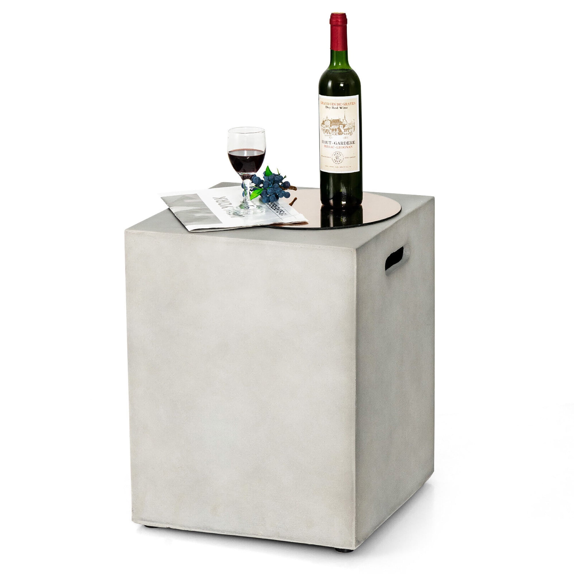 Gray Metal Rectangular Outdoor Propane Tank Cover Table