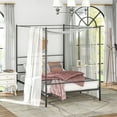 thumbnail image 1 of Gymax Queen Metal Canopy Platform Bed Frame Mattress Foundation w/ Slat Support, 1 of 10