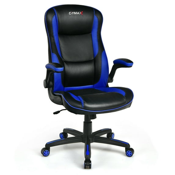 Gymax Racing Style Office Chair Ergonomic Adjustable Computer Chair w/Flip-up Arm Blue