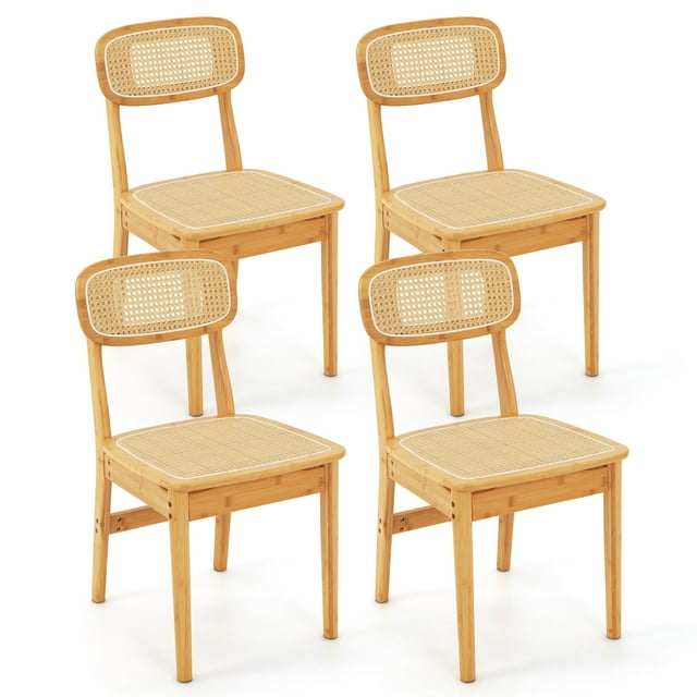 Gymax Rattan Dining Chairs Set of 2 Kitchen Dining Chairs w/ Simulated