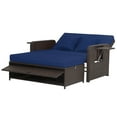thumbnail image 1 of Gymax Rattan Loveseat Set Daybed Lounge Storage Ottoman Side Tables Adjust Patio Navy, 1 of 5