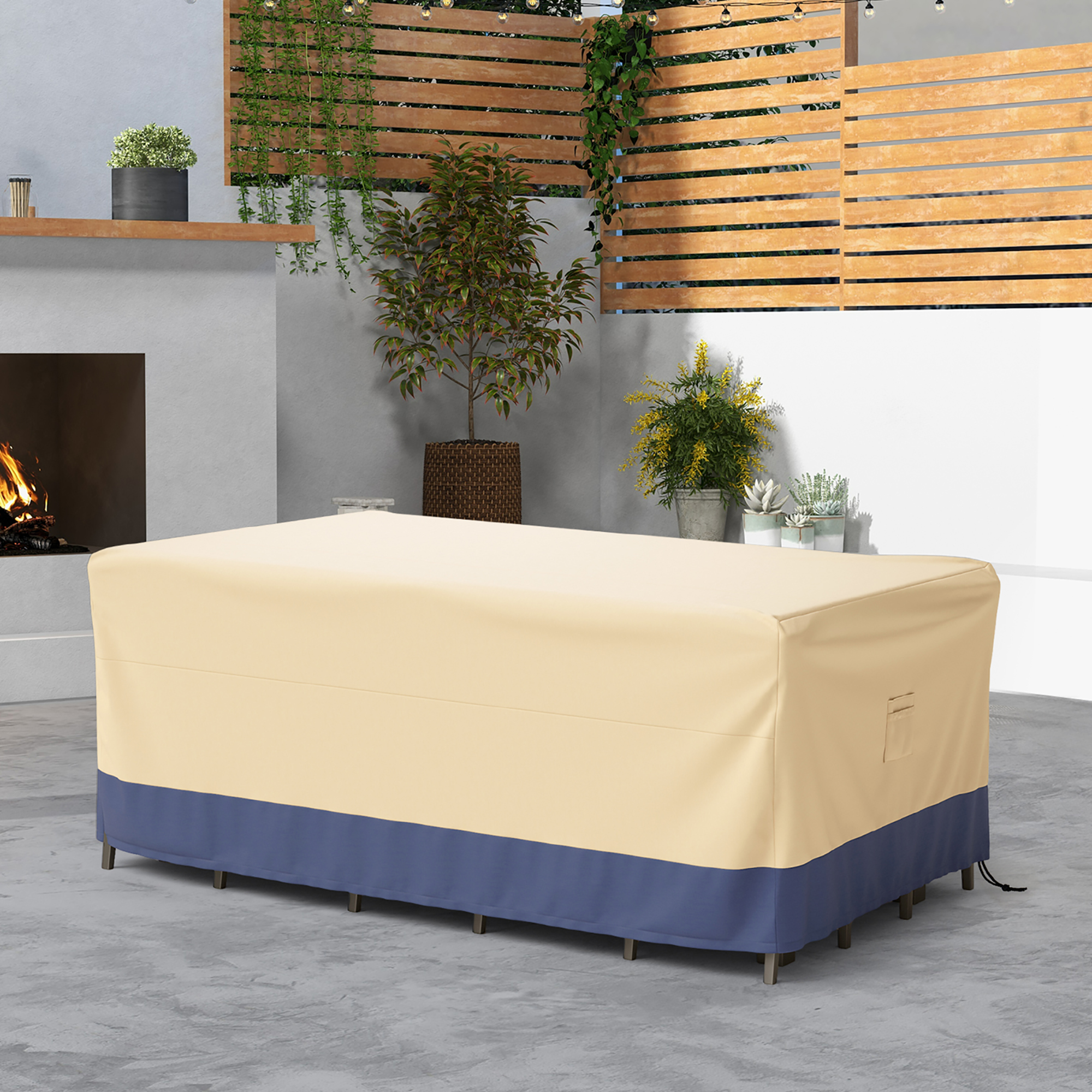 Gymax Rectangular Outdoor Dining Set Cover Waterproof Patio Table w