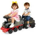 thumbnail image 1 of Gymax Ride on Train 6V Battery Powered Ride on Toy w/ Under-Seat Storage & Carriage Black, 1 of 10