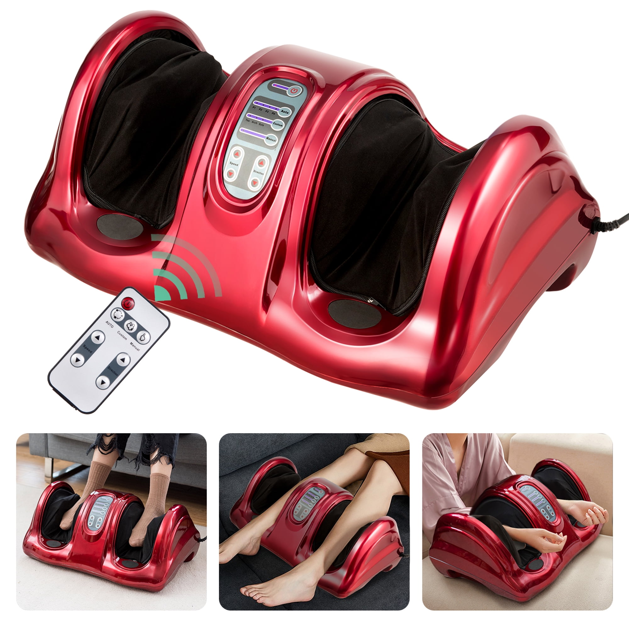 Gymax Rolling Foot Massager Shiatsu Foot Massage Machine w/ Remote Control Red