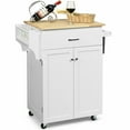 thumbnail image 1 of Gymax Rolling Kitchen Island Utility Kitchen Cart Storage Cabinet w/ Spice Rack White, 1 of 10