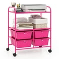 thumbnail image 1 of Gymax Rolling Storage Cart w/4 Drawers & 2 Shelves Multipurpose Plastic Trolley on Pink, 1 of 10