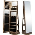 thumbnail image 1 of Gymax Rotating Mirrored Jewelry Cabinet with Mirror Storage Shelves Coffee, 1 of 9