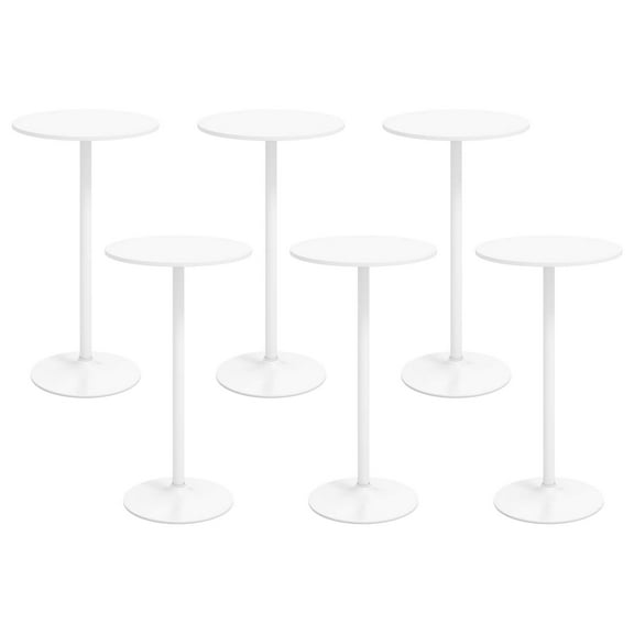 Gymax Round Bar Table Set of 6 w/Adjustable Height & Metal Base Modern Cocktail Table