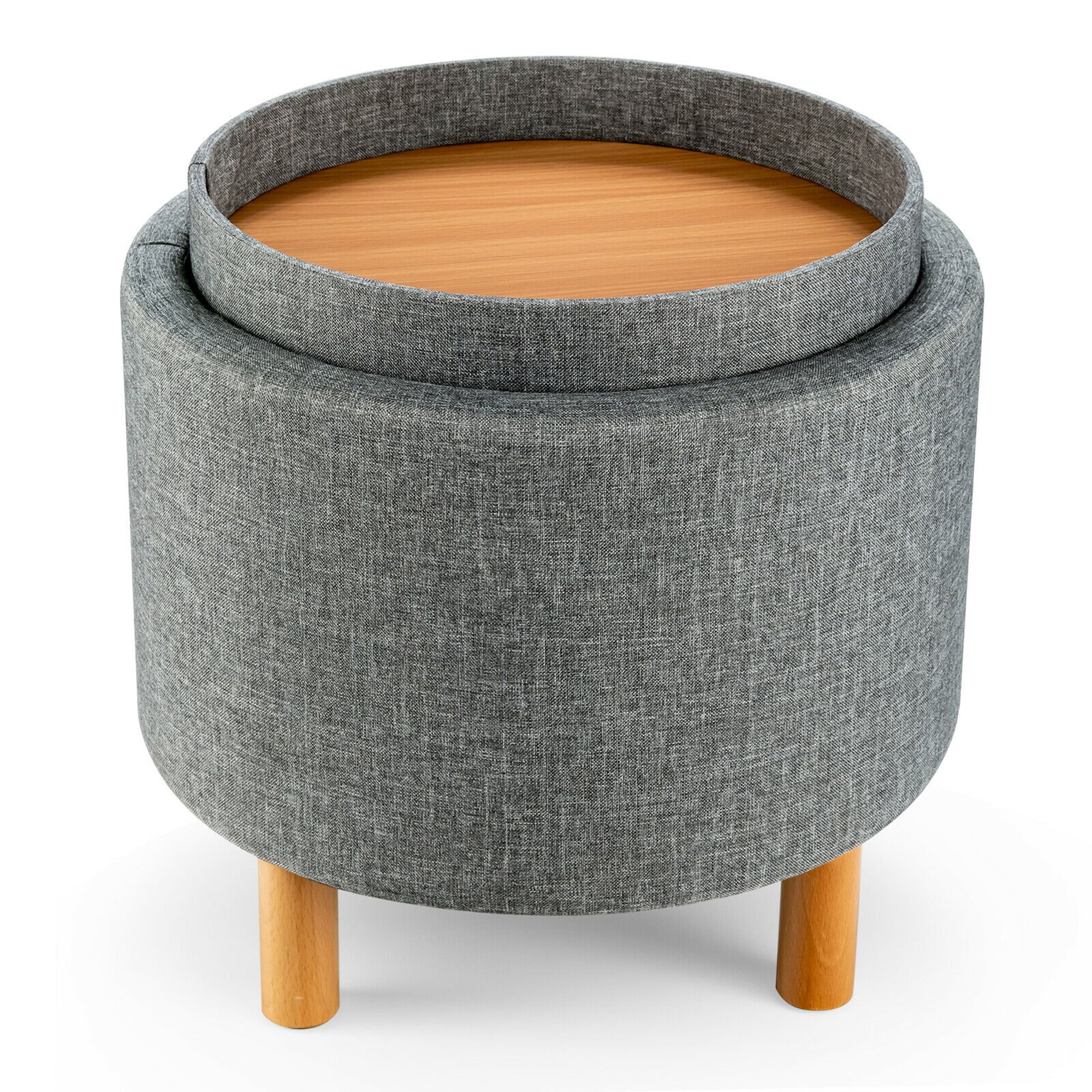 Gymax Decorative Indoor Circle Footstool - Round Storage Ottoman with ...