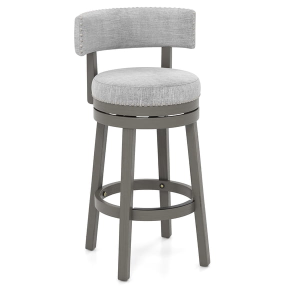 Gymax Round Swivel Back Seat Bar Stool, Grey