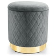 thumbnail image 1 of Gymax Round Upholstered Storage Ottoman, Grey, 1 of 10