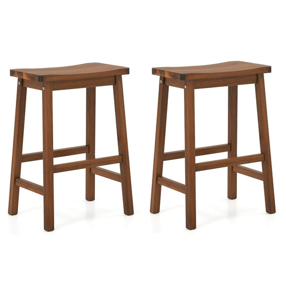 Gymax Saddle-Seat Counter Height Stools Set of 2 Backless Barstools w/ Curved Seat