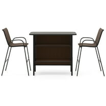 Gymax Set Of 3 Outdoor Bar Set Bar Height Table & Armchairs w/ Footrest 2-Tier Shelf Brown
