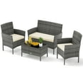 thumbnail image 1 of Gymax Set Of 4 Patio Furniture Set w/Washable Cushions & Tempered Glass Coffee Table Beige, 1 of 7