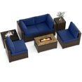 thumbnail image 1 of Gymax Set Of 7 Furniture Set w/32'' Fire Pit Table & Propane Tank Cover Outdoor Blue, 1 of 6