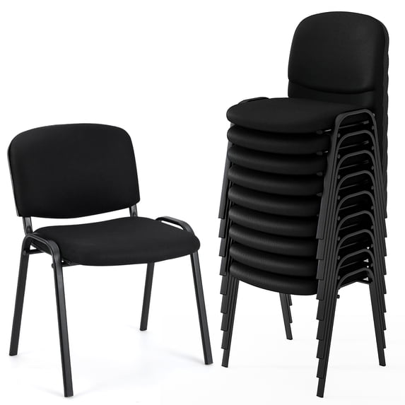 Gymax Set of 10 Office Guest Chair Stackable Reception Chair Waiting Conference Room