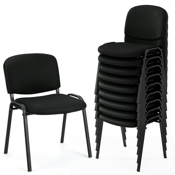 Gymax Set of 10 Office Guest Chair Stackable Reception Chair Waiting Conference Room