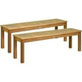 thumbnail image 1 of Gymax Set of 2 Acacia Wood Bench Dining Bench Patio Garden w/ Slatted Seat Indonesia Teak, 1 of 9