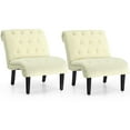thumbnail image 1 of Gymax Set of 2 Armless Accent Chair Upholstered Tufted Lounge Chair Beige, 1 of 10