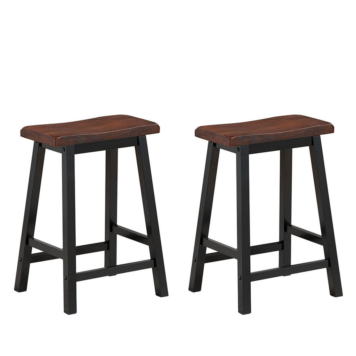 Gymax 24'' Height Bar Stools Set of 2, Saddle Seat Pub Chair for