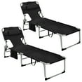thumbnail image 1 of Gymax Set of 2 Beach Chaise Lounge Chair Folding Reclining Chair w/ Facing Hole Black, 1 of 10