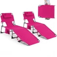 thumbnail image 1 of Gymax 2PCS Tanning Chair with Face & Arm Holes Folding Chaise Lounge Beach Chair w/ Adjustable Backrest Pink, 1 of 10