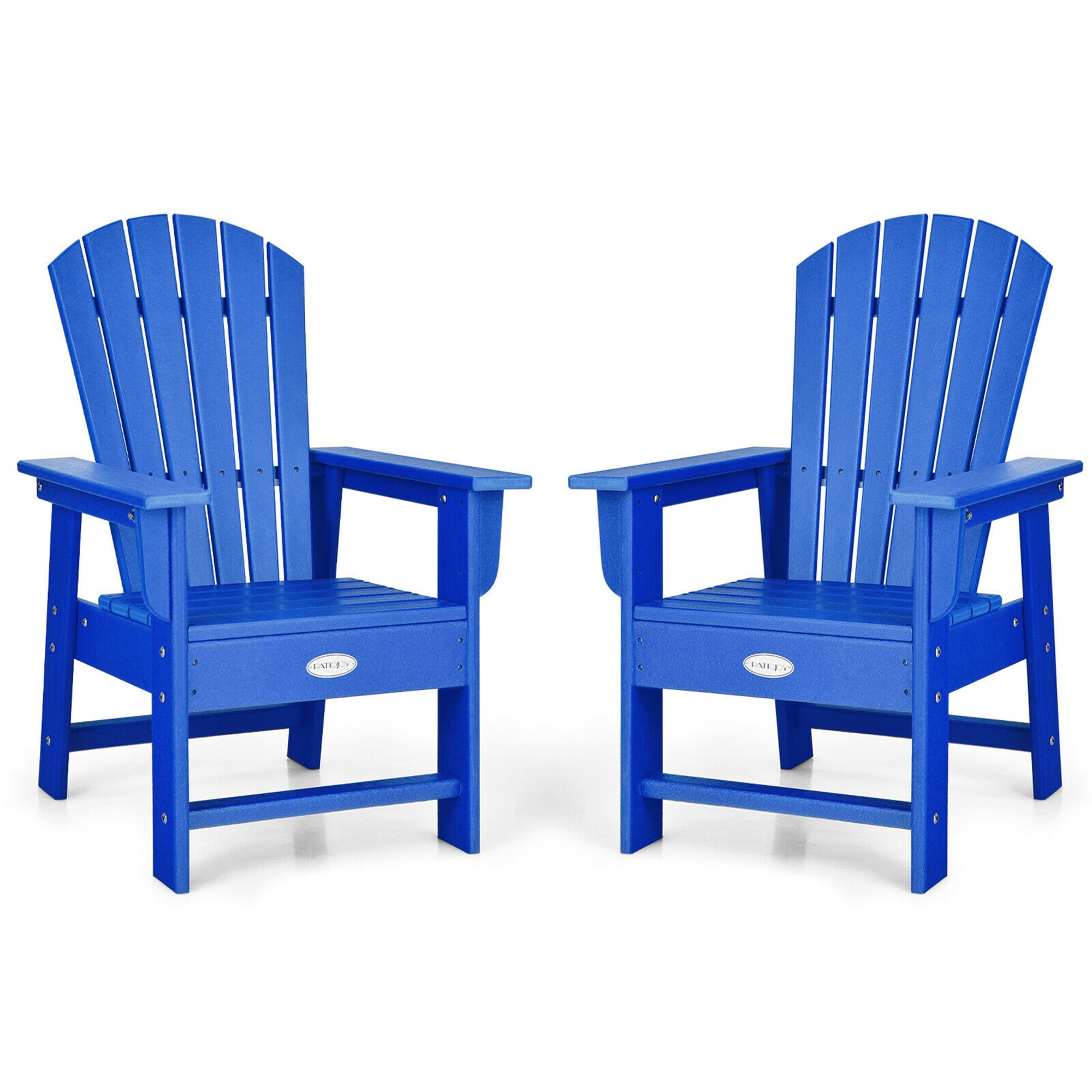 Gymax Set of 2 Kids Patio Adirondack Chair Armchair Weather Resistance Outdoor Chair Blue