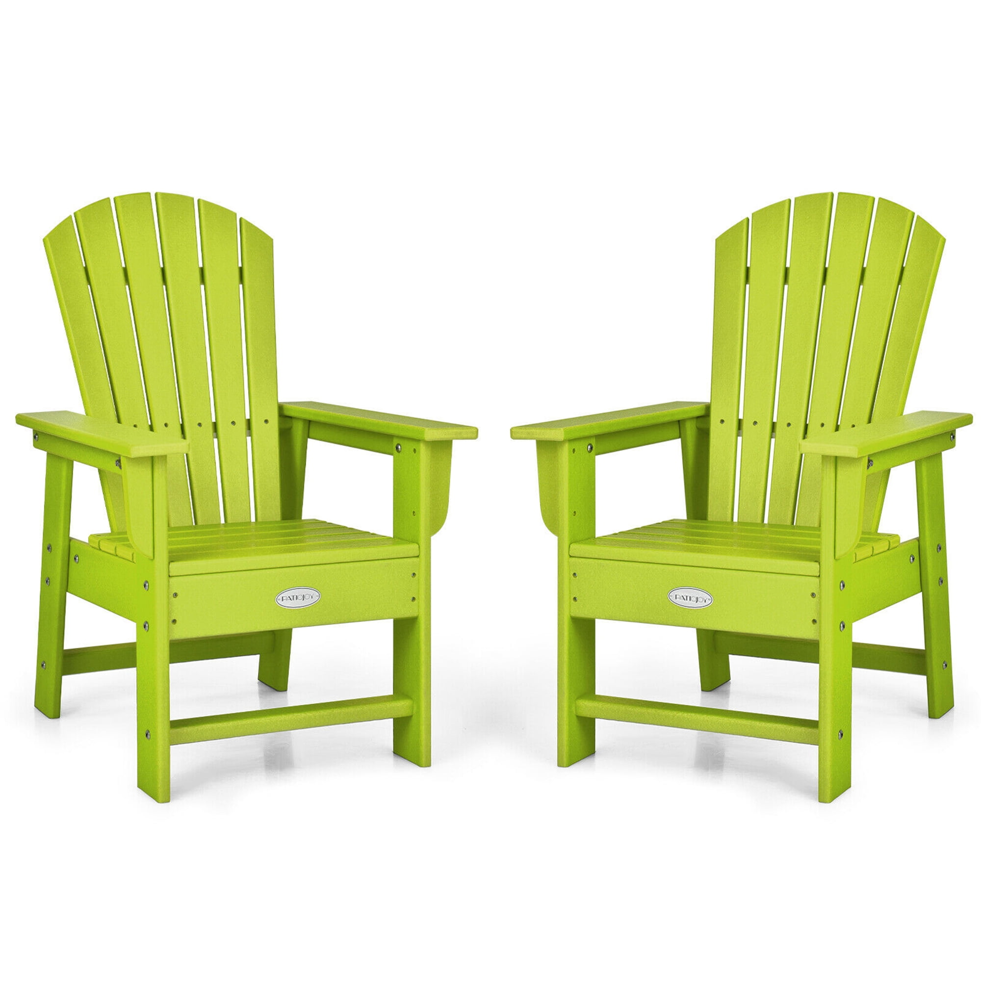 Gymax Set of 2 Kids Patio Adirondack Chair Armchair Weather Resistance Outdoor Chair Green