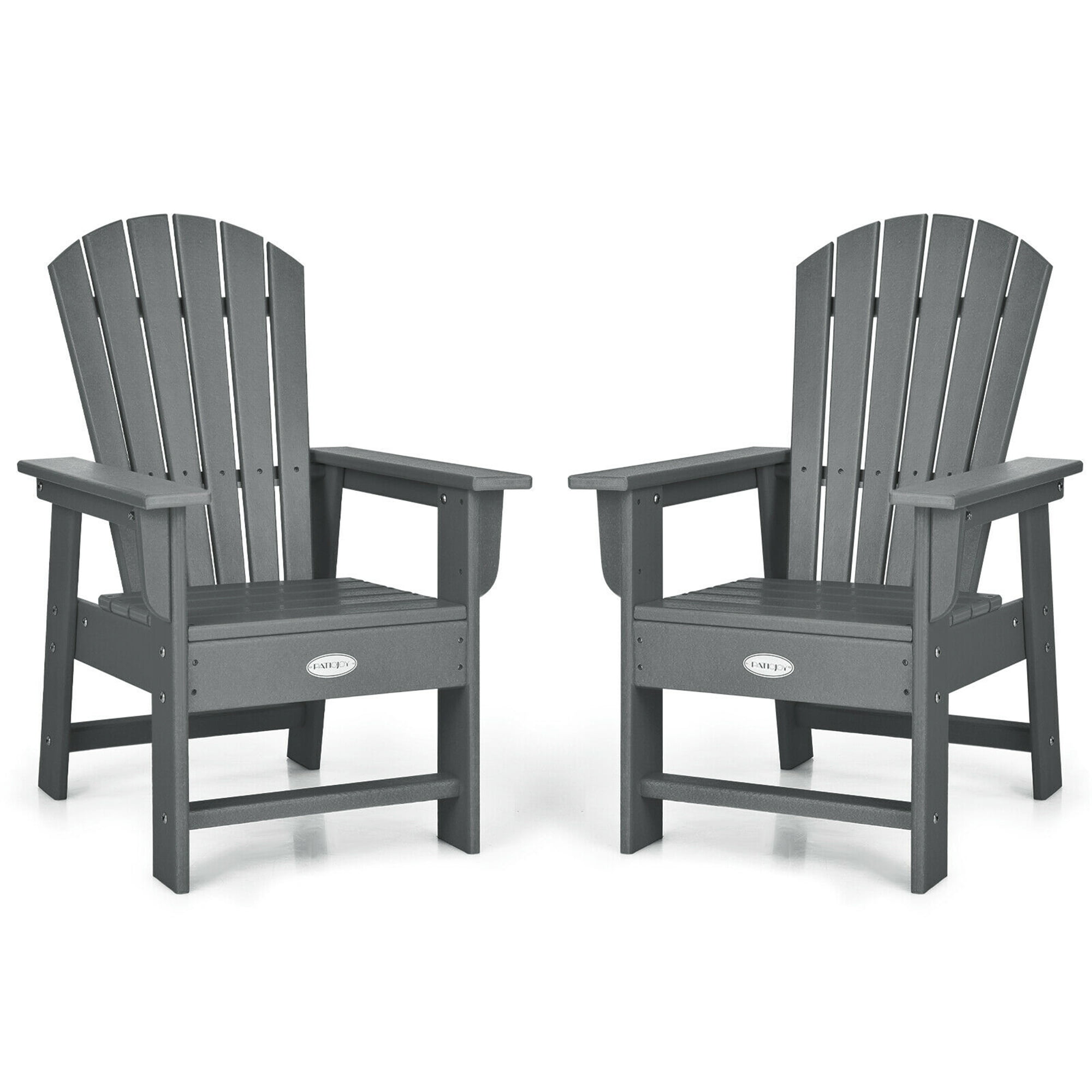Gymax Set of 2 Kids Patio Adirondack Chair Armchair Weather Resistance Outdoor Chair Grey