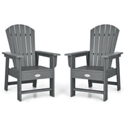 Gymax Set of 2 Kids Patio Adirondack Chair Armchair Weather Resistance Outdoor Chair Grey