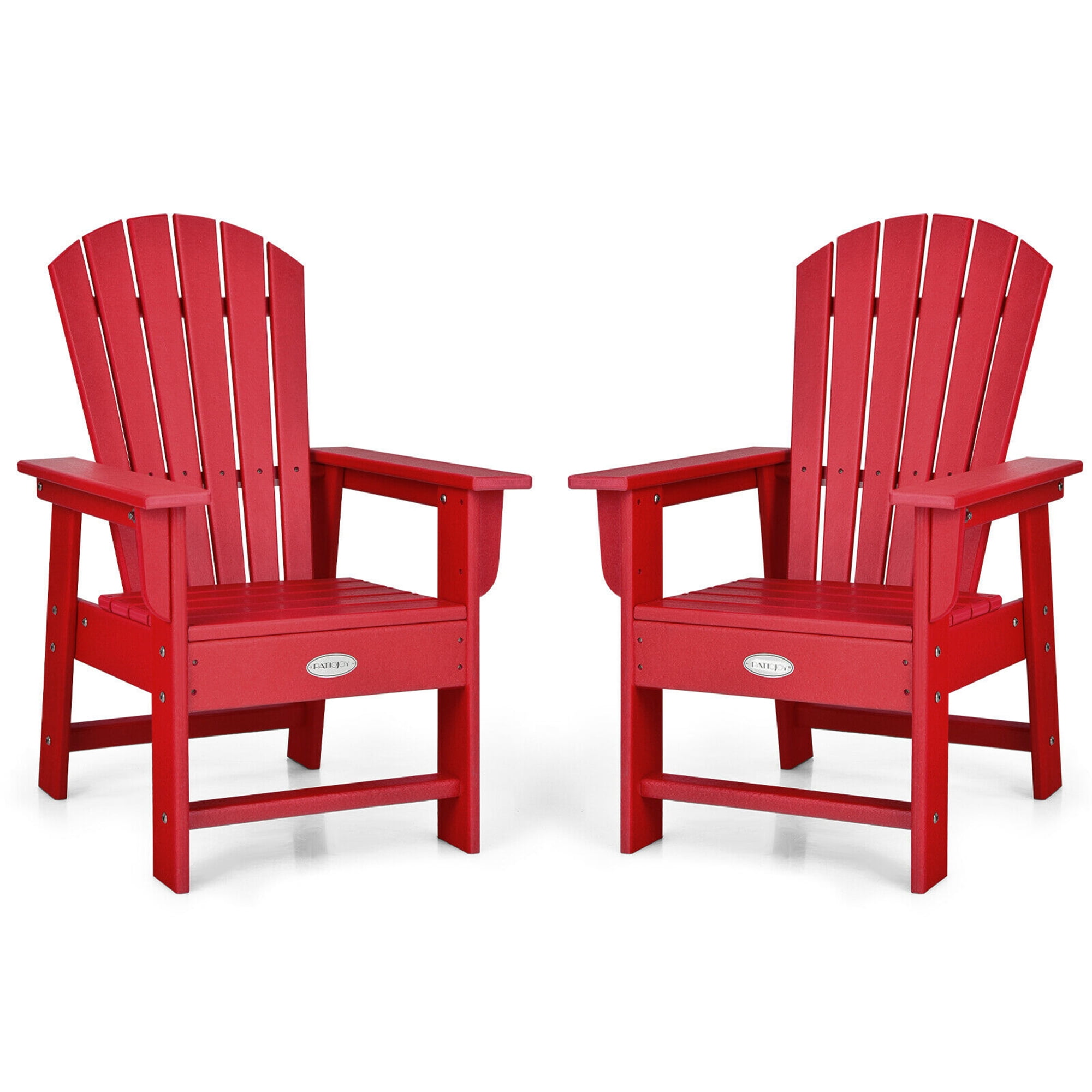 Gymax Set of 2 Kids Patio Adirondack Chair Armchair Weather Resistance Outdoor Chair Red