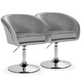 thumbnail image 1 of Gymax Set of 2 Modern Velvet Chair Height Adjustable Bar Stool Swivel Grey, 1 of 10