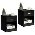 thumbnail image 1 of Gymax Set of 2 Nightstand End Side Table Storage Cabinet w/ Drawer Home Office Black, 1 of 7