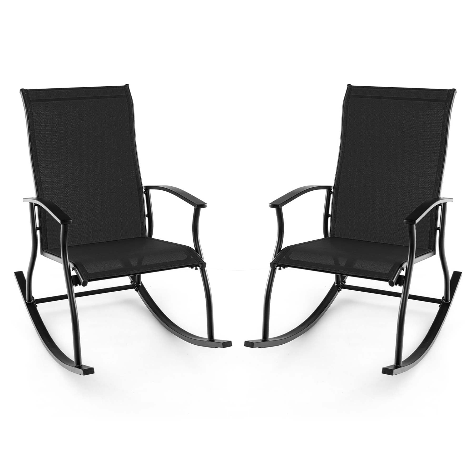 Gymax Set of 2 Outdoor Rocking Chair Patio Rocker w/ Breathable Fabric ...