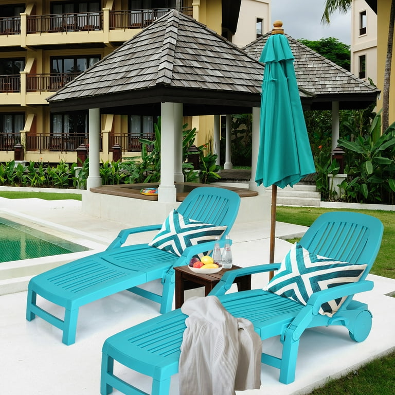 Gymax Set of Patio Adjustable Chaise Lounge Chair Folding Sun