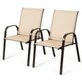 thumbnail image 1 of Gymax Set of 2 Patio Chairs Dining Chairs w/ Steel Frame Yard Outdoor Beige, 1 of 9