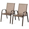 thumbnail image 1 of Gymax Set of 2 Patio Chairs Dining Chairs w/ Steel Frame Yard Outdoor Brown, 1 of 9