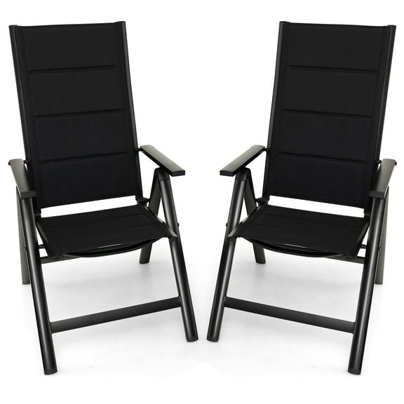 Gymax Set of 2 Patio Folding Chairs Lightweight Outdoor Dining Chairs w/ Padded Seat