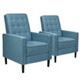 thumbnail image 1 of Gymax Set of 2 Push Back Recliner Chair Fabric Tufted Single Sofa w/ Footrest Blue, 1 of 10