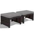 thumbnail image 1 of Gymax Set of 2 Rattan Ottoman Footrest Footstool Patio Furniture w/ Grey Cushion, 1 of 10