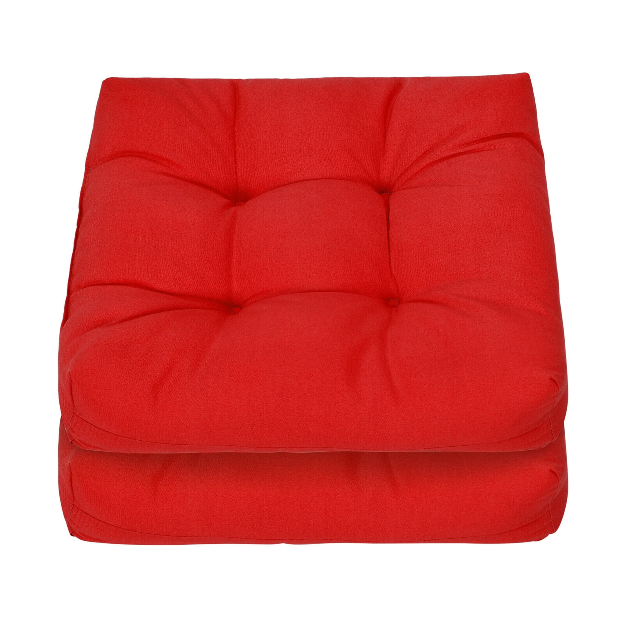 Gymax Set of 2 Square Seat Chair Cushion Pad Waterproof Indoor Outdoor Red