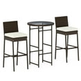 thumbnail image 1 of Gymax Set of 3 Outdoor Bar Set Patio Rattan Bar Height Table & Chairs w/ Glass Tabletop Mix Brown, 1 of 6