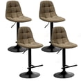 thumbnail image 1 of Gymax Set of 4 Adjustable Bar Stools Swivel Counter Height Linen Chairs with Back Brown, 1 of 10