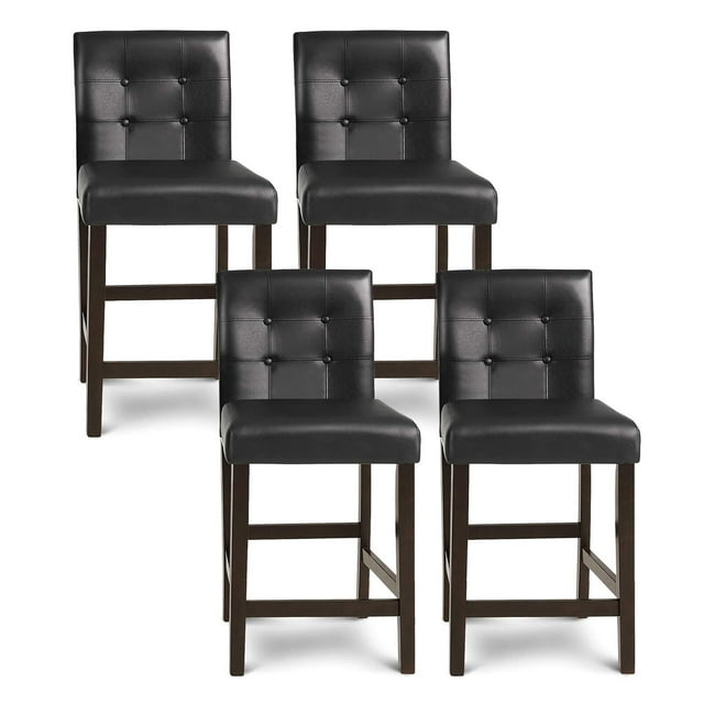 Gymax Set of 4 Bar Stools 25inch Counter Height Barstool Pub Chair