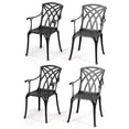 thumbnail image 1 of Gymax Set of 4 Cast Aluminum Dining Chairs Sturdy Solid Construction W/Armrest Black, 1 of 6