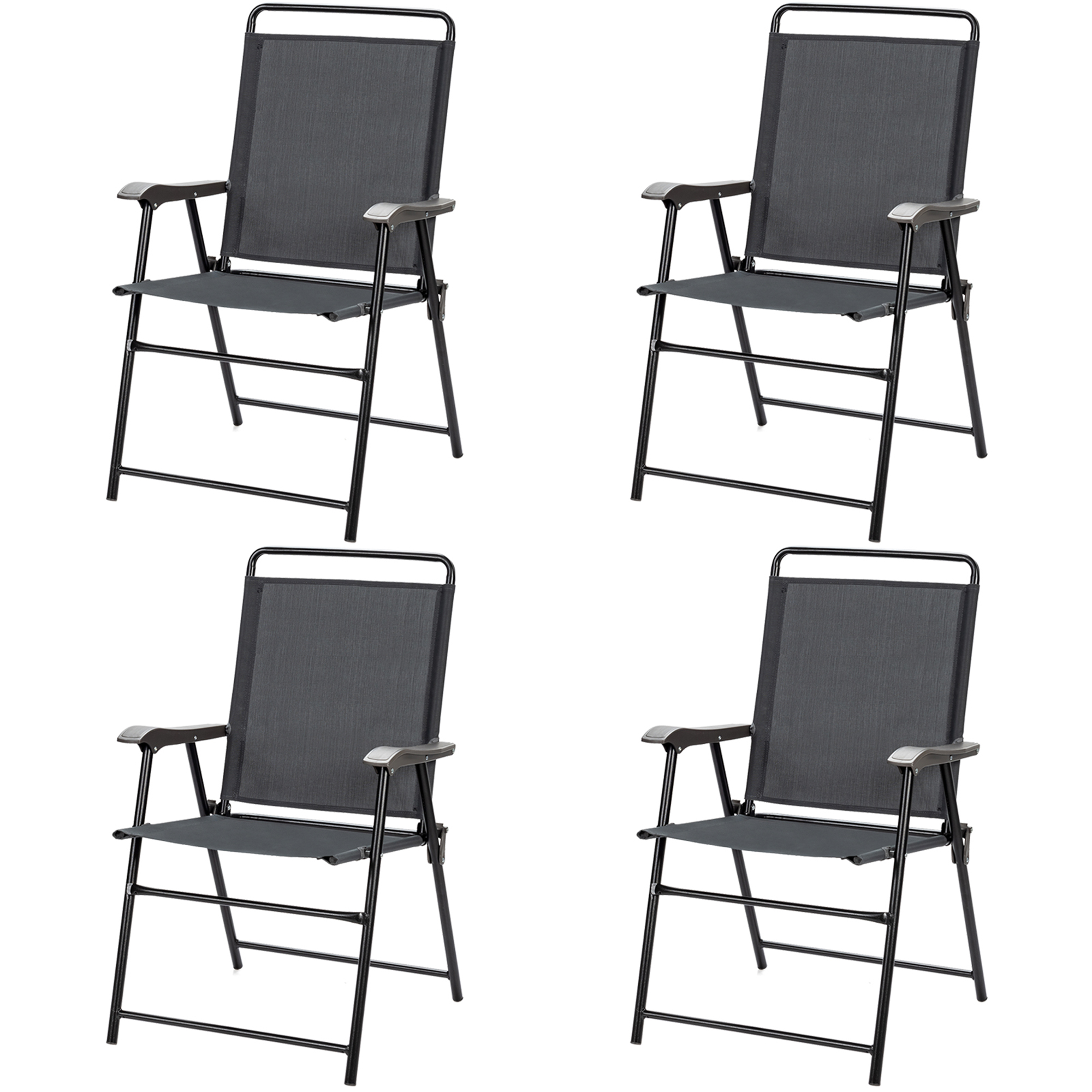 Gymax Set of 4 Folding Patio Chair Portable Sling Chair Yard Garden Outdoor - image 1 of 10