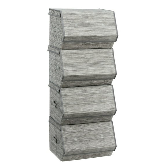 Gymax Set of 4 Large Stackable Bins Cubes W/Lids Storage Organizers