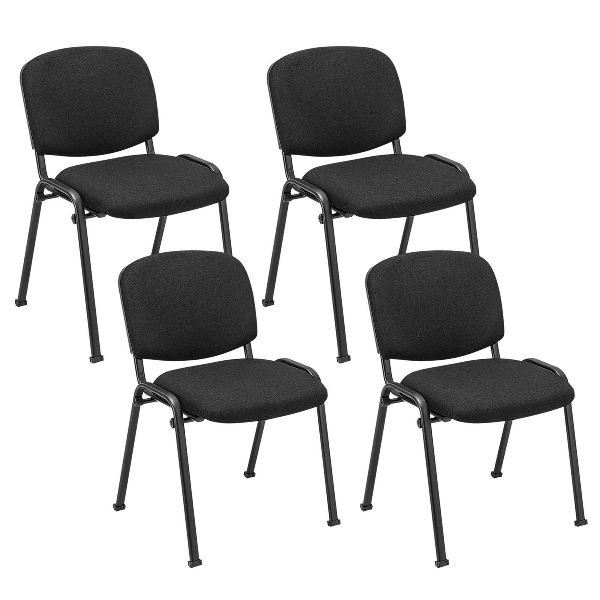 Set of 4 Black Metal Stackable Office Guest Chairs