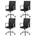 thumbnail image 1 of Gymax Set of 4 PU Leather Office Chair High Back Conference Task Chair Black, 1 of 10